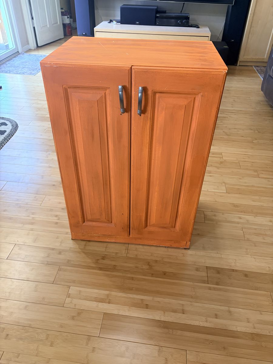 Small Wood Storage Cabinet / Accent Cabinet with Pull-Out Drawer