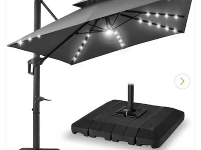Brand New 10'x10' Gray Solar LED Umbrella