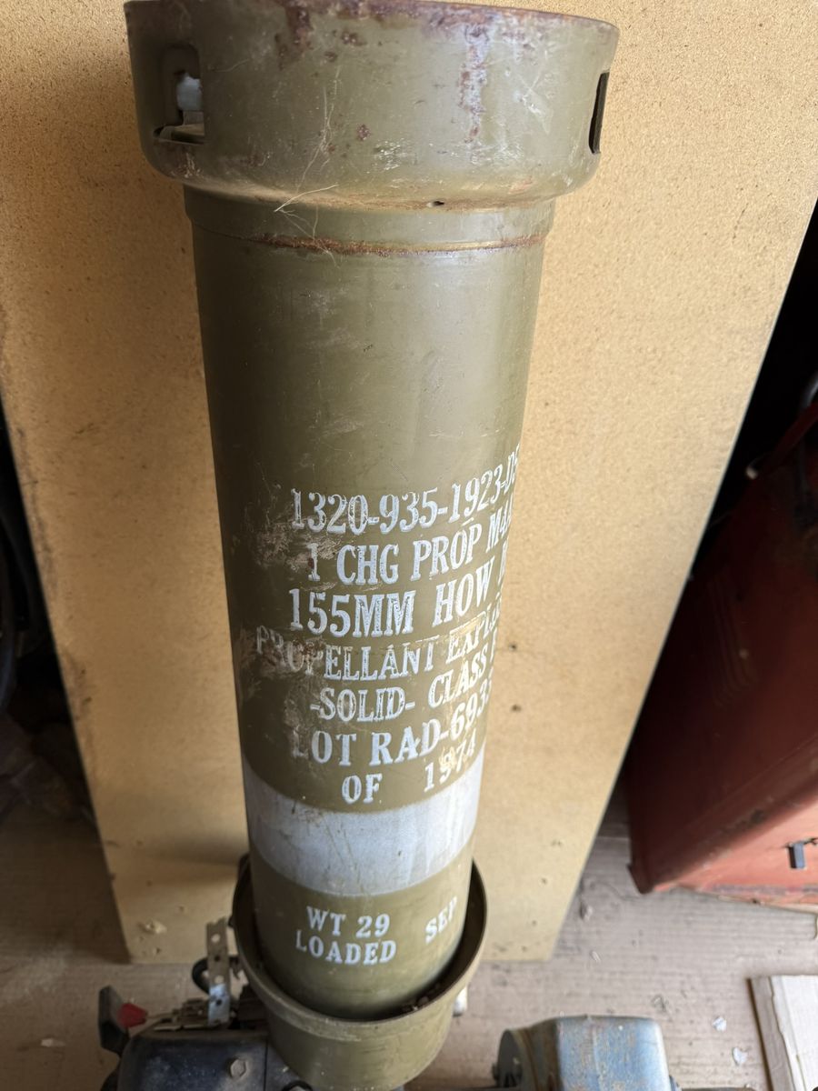 Vintage 1974 155MM HOW M1 Propellant Explosive Canister - Military Collectible