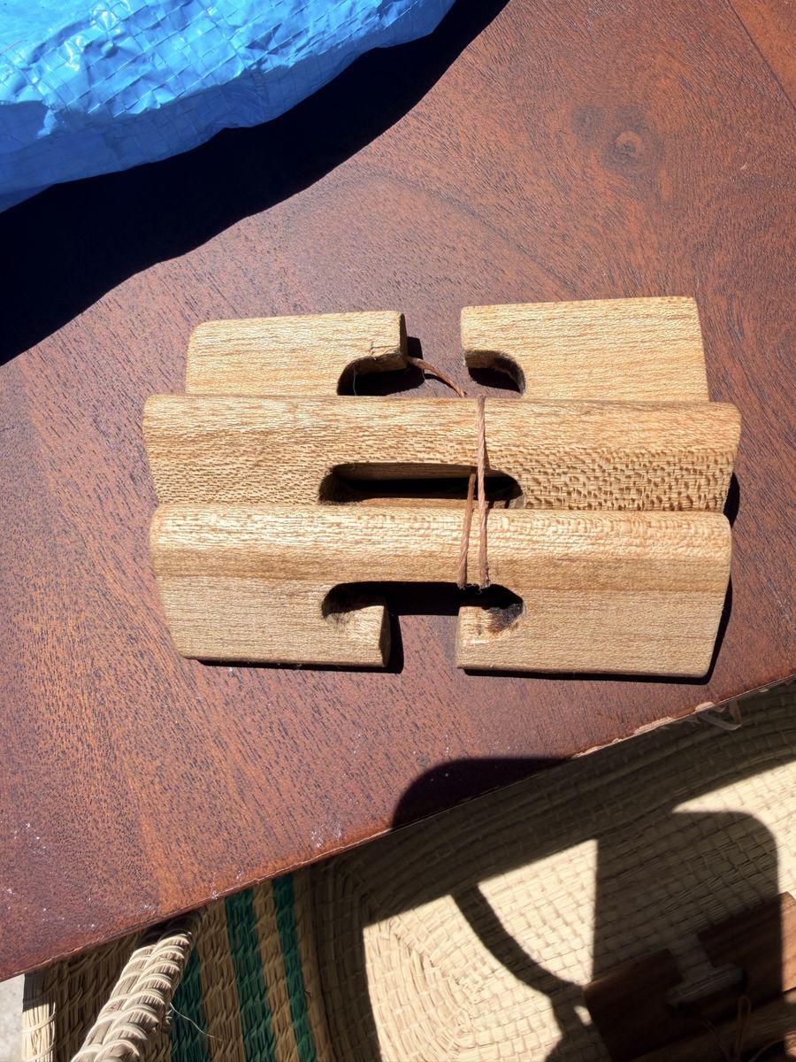 New. 3-piece wooden "double-cross" interlocking puzzle.