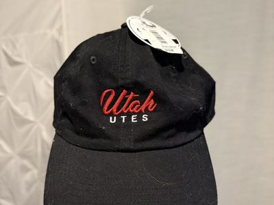 Utah Utes Black Embroidered Adjustable Baseball Cap Hat - New with Tags