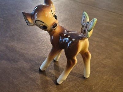 Vintage Disney Bambi Ceramic Figurine with Butterfly Made in Japan