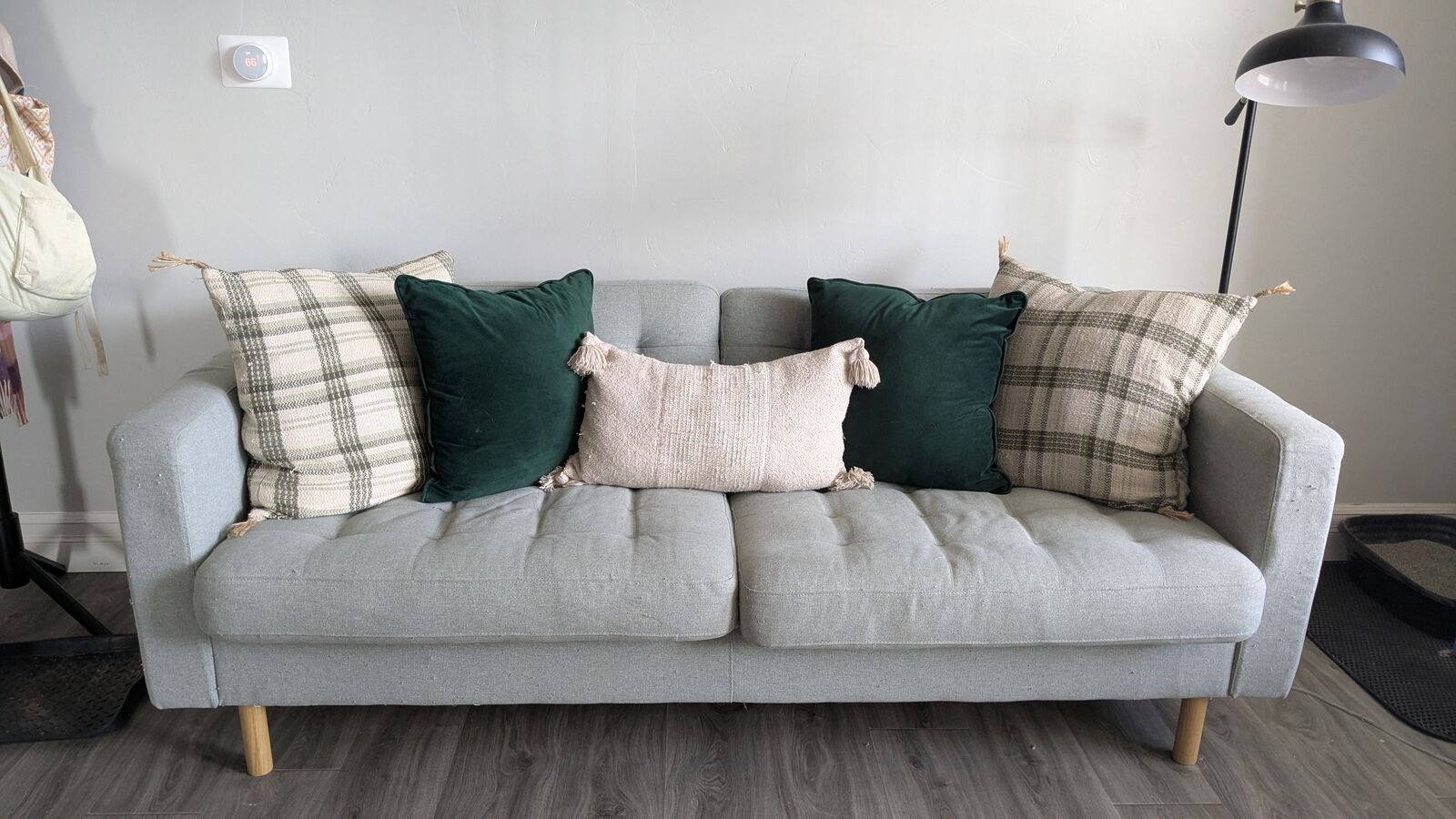IKEA couch and pillows