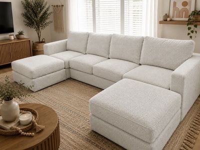LoveSac Double Chaise Sectional in Cloud Boucle