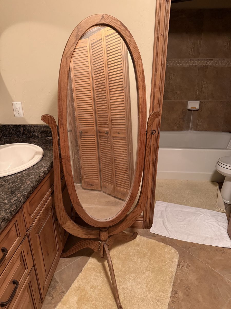 Vintage Oval Wooden Cheval Standing Floor Mirror