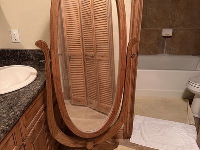 Vintage Oval Wooden Cheval Standing Floor Mirror