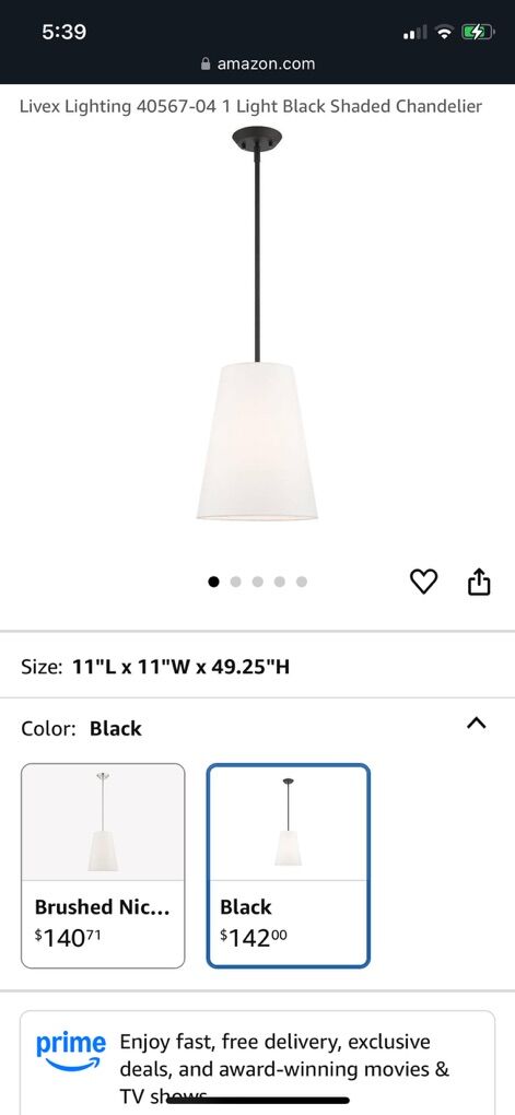 Livex Lighting Light Black Shared Chandelier, New