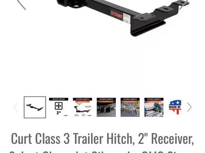 Curt Class 3 Trailer Hitch, 2" Receiver, Select Chevrolet Silverado, GMC Sierra