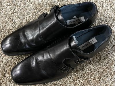 Steve Madden Men's Black Leather Double Monk Strap Dress Shoes - Size 10.5