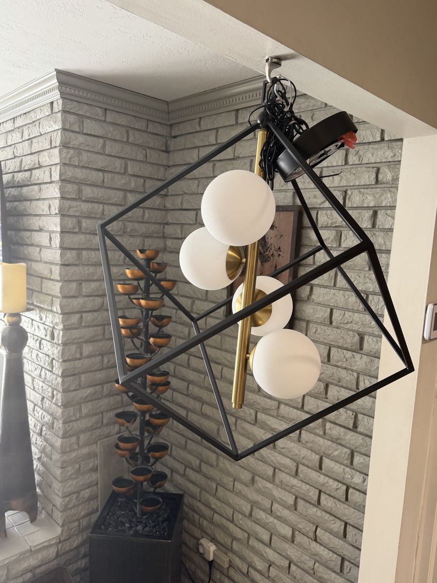 NEW LED BLACK / BRUSHED GOLD 4 LIGHT CHANDELIER