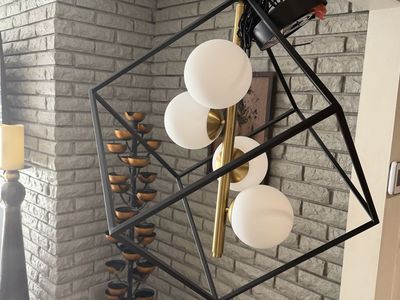 NEW LED BLACK / BRUSHED GOLD 4 LIGHT CHANDELIER