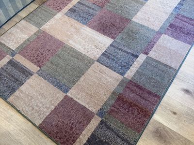 American Rug Craftsmen 5x8 Area Rug Burgundy Green Blue Beige Geometric Made USA