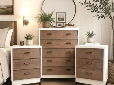 Mid-Century Modern Walnut Bedroom Set | Refinished Dresser & Nightstands