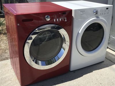 Beautiful Frigidaire Affinity Front Load Washer & Dryer Set - Red & White.Can be stacked .Includes free delivery