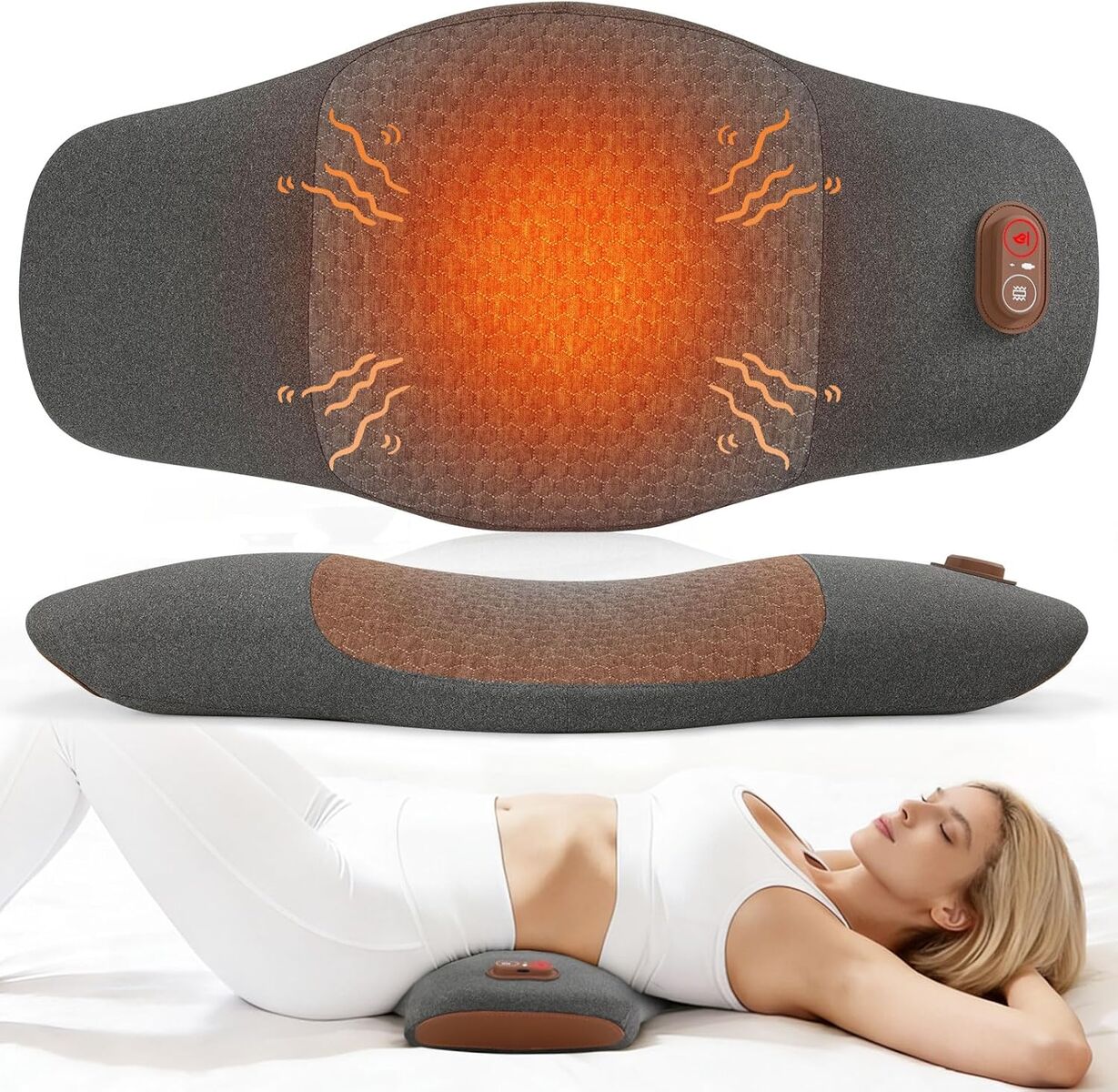 NEW Electric Lower Back Massager for Sciatica Pain Relief,3 Heat & Vibration Settings,Deep Tissue Massage for Smooth Spine