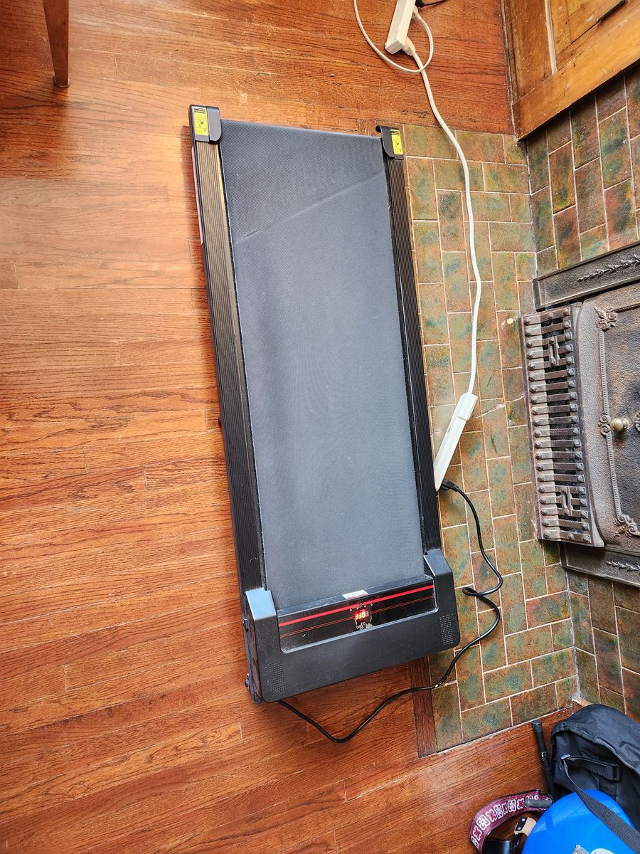 Walking pad.  Works great.  Large pad.  Goes up to 4 mph.  Can slide under your couch.