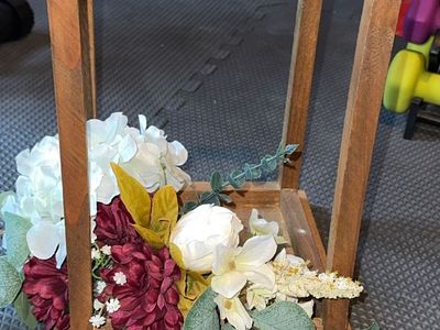 Rustic Wood & Faux Floral Lantern Decor - Centerpiece or Accent Piece