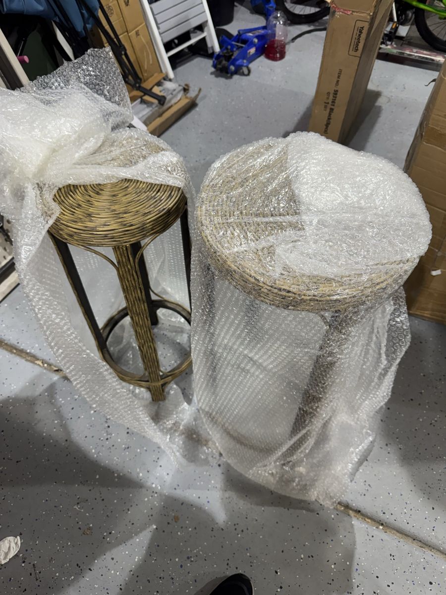 Set of 2 Synthetic Woven Rattan Plant Stands