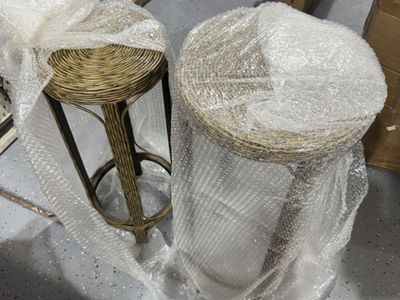 Set of 2 Synthetic Woven Rattan Plant Stands