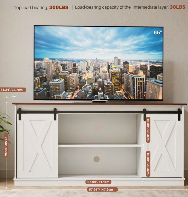 New farmhouse TV stand -white