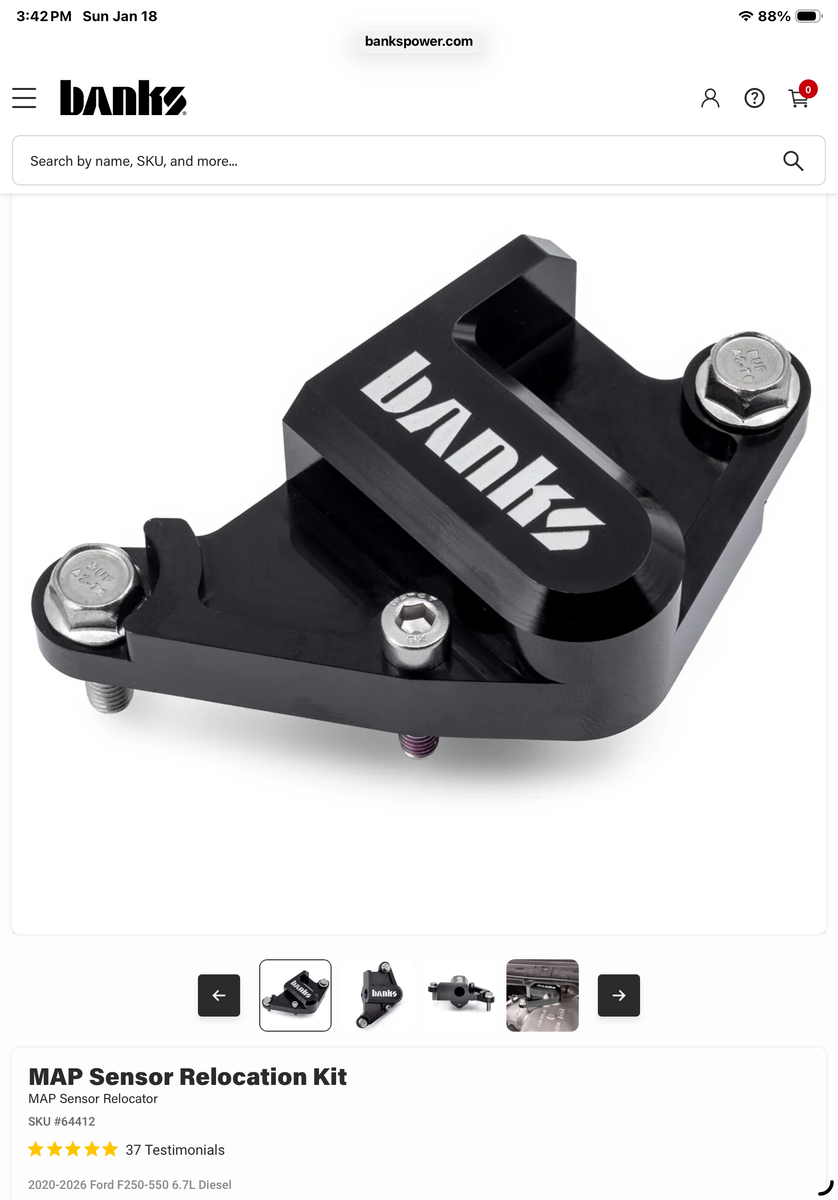 Banks Power MAP Sensor Relocation Bracket 2020-2026 Ford 6.7 Diesel Engines