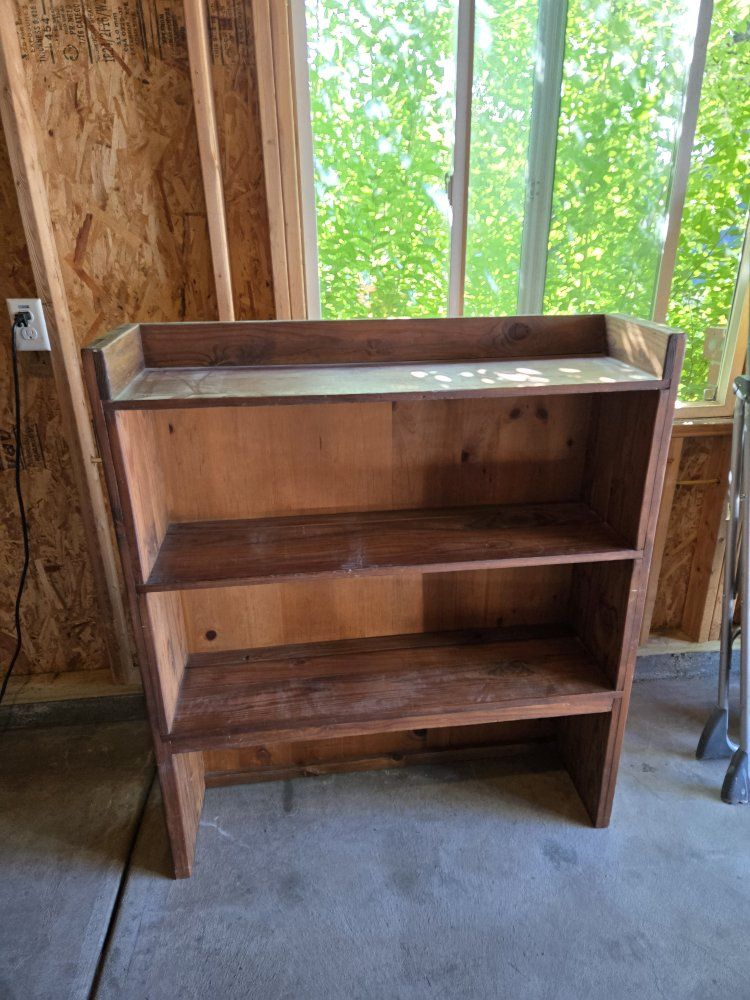 Wooden Bookshelf with Three Shelves