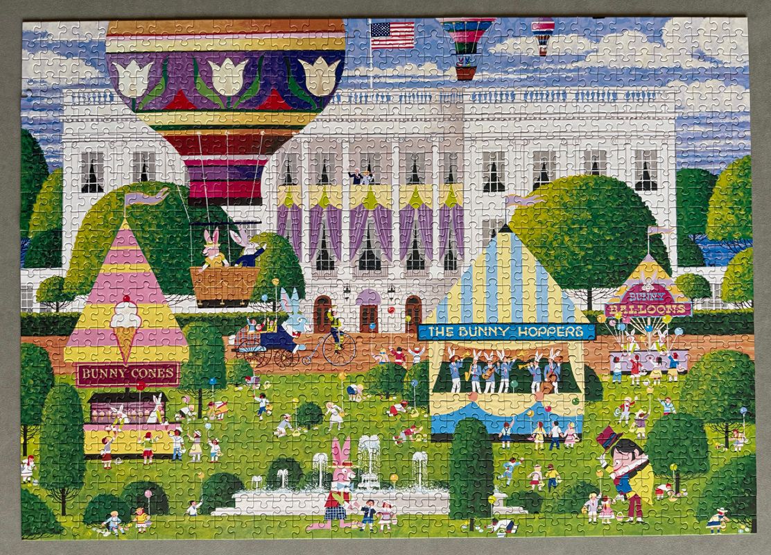 "White House Easter Egg Hunt" 1000 Piece Jigsaw Puzzle by Hometown Collection