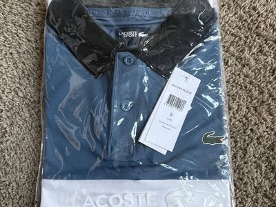 Lacoste Sport Men's Blue, White & Black Colorblock Polo Shirt - Size 9, NWT 100% Polyester