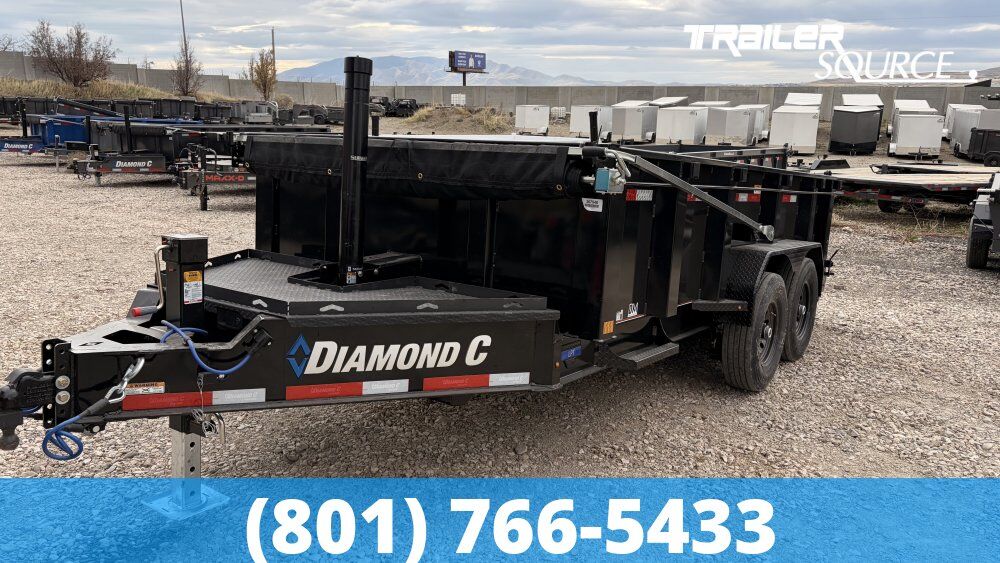 7x14 Diamond C LPT 207 Dump Trailer - 32" Sides - 15.5K GVWR - 14 Ply Tires, Long Arm Tarp
