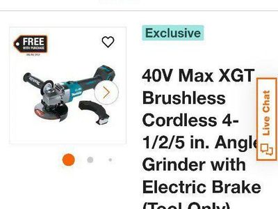 New in Box, Makita 40V Max XGT Angle Grinder, Tool Only