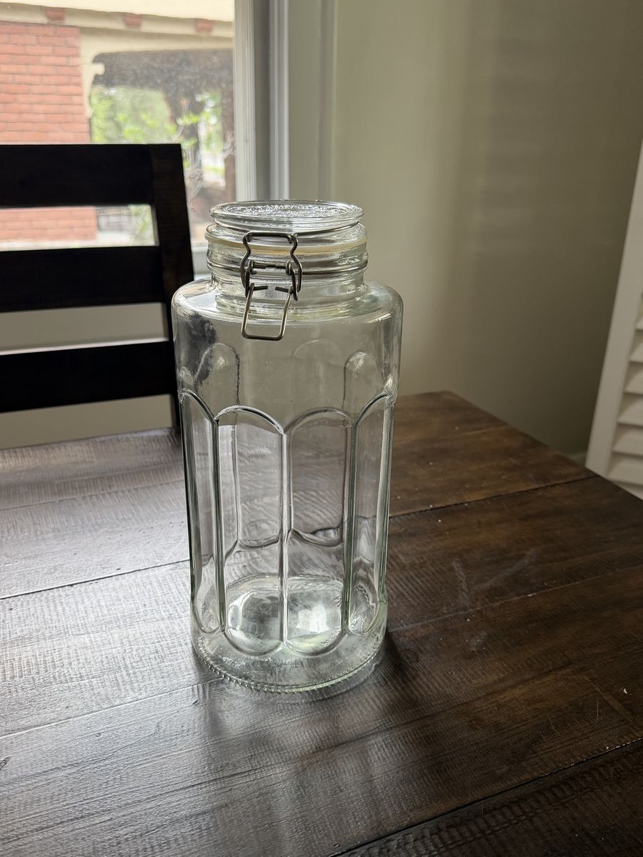 Large Sized Clear Glass Canning Jar with Airtight Hinged Lid - Versatile Storage Container