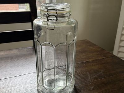 Large Sized Clear Glass Canning Jar with Airtight Hinged Lid - Versatile Storage Container
