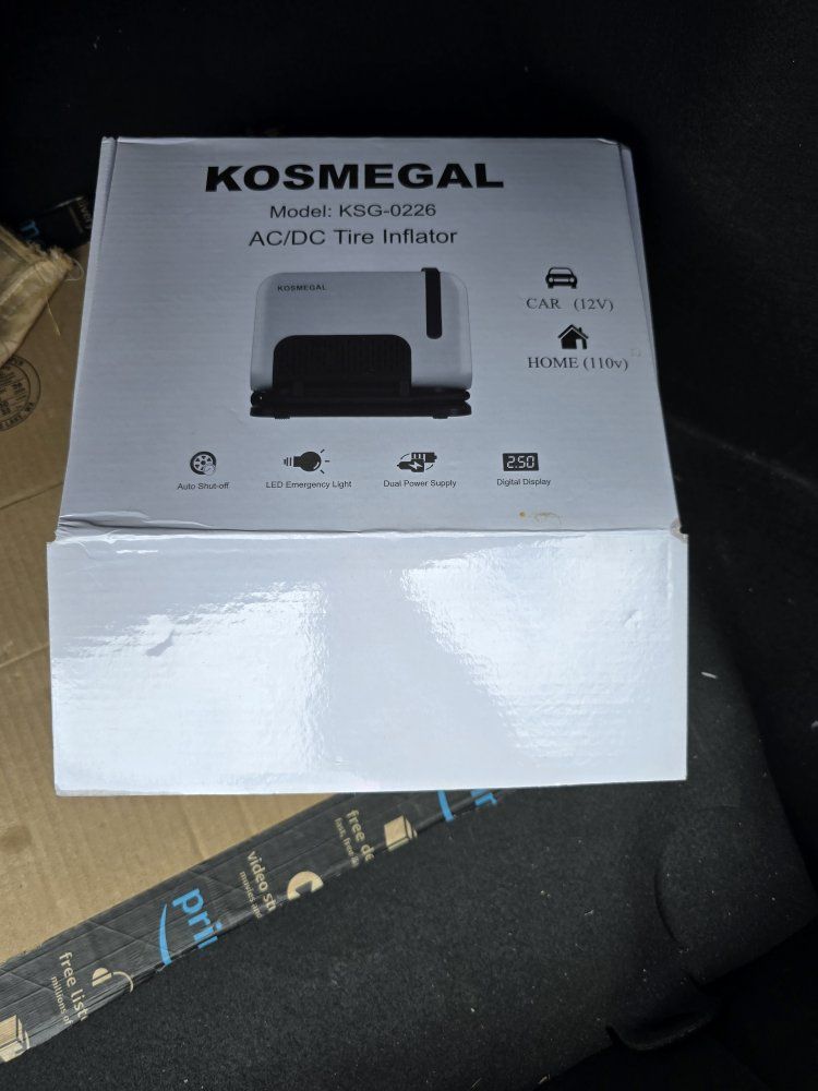 KOSMEGAL KSG-0226 AC/DC Tire Inflator - Car (12V) & Home (110V) with Digital Display & Auto Shut-off