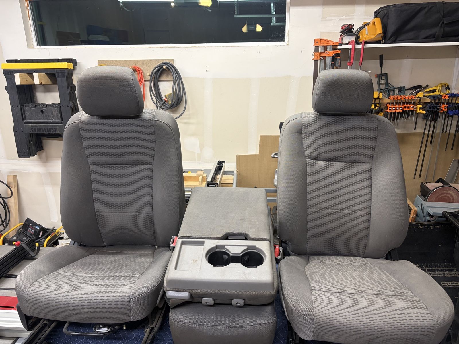 2016 F150 Grey Cloth Front Bucket Seats with Center Console Armrest Used