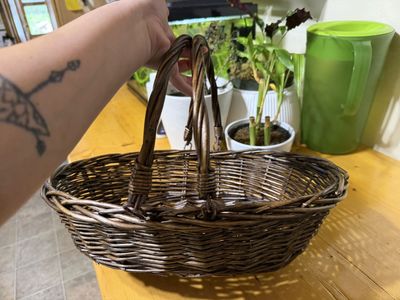 Woven wooden basket