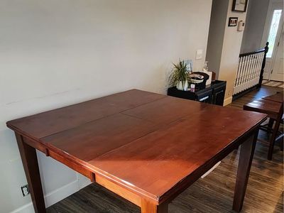 Wooden Expandable Dining Table & chairs - Includes leaf