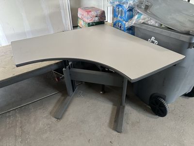 Adjustable Height Corner Desk - Gray/Silver