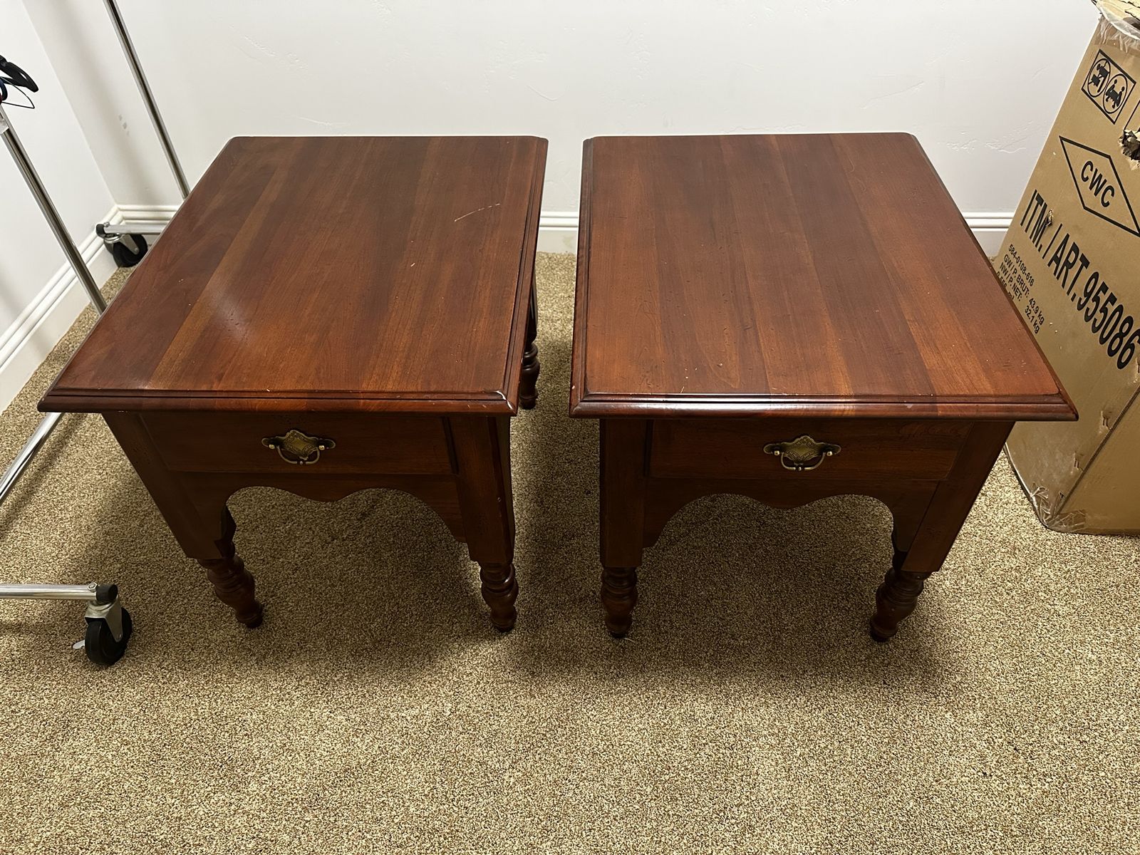 Kincaid Ducks Unlimited Solid Cherry End Tables / Nightstands – Pair