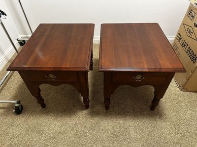 Kincaid Ducks Unlimited Solid Cherry End Tables / Nightstands – Pair