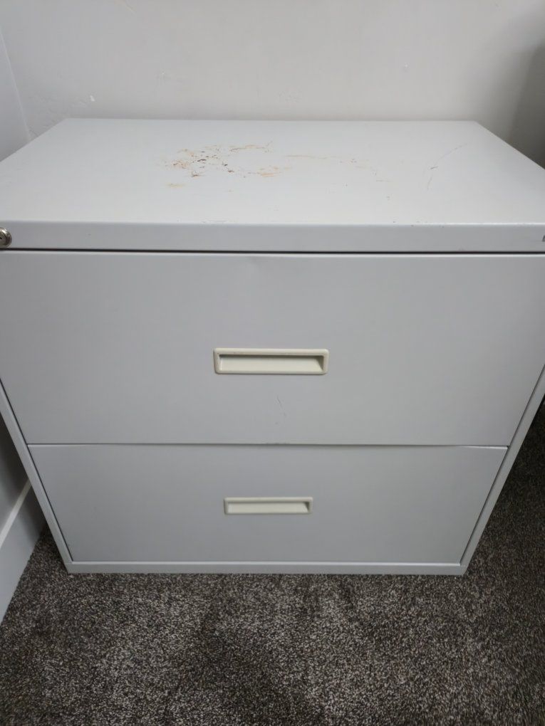 Gray 2-Drawer Lateral File Cabinet - Metal Office Storage