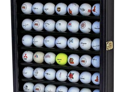 Brand New - DisplayGifts 49 Golf Ball Display Case Cabinet (Lockable / UV Door) - Black
