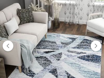 9x12 Modern Gray/Ivory Area Rug + Premium Pad – Like New