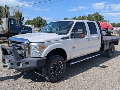 2015 Ford F-350 Flatbed Crew Cab - White, 6.7L Diesel, Ranch Hand Bumper and winch