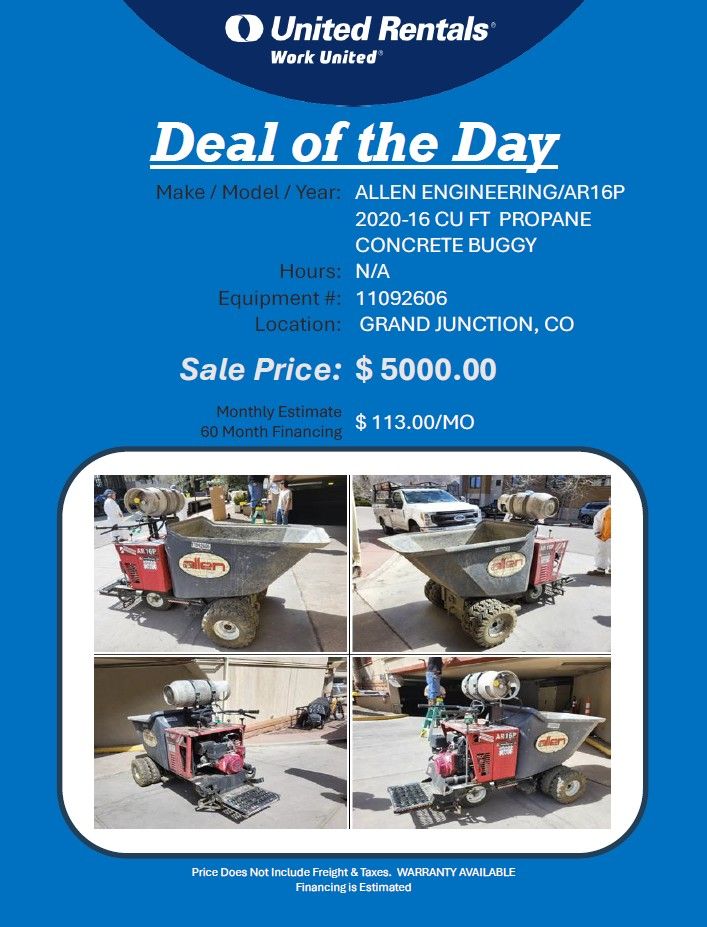 Concrete buggy Allen AR16P 2020 grand junction great deal  5000K