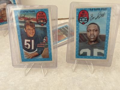 1960s 3-D Super Stars Football Cards - Dick Butkus, Bo Scott, Larry Brown & More