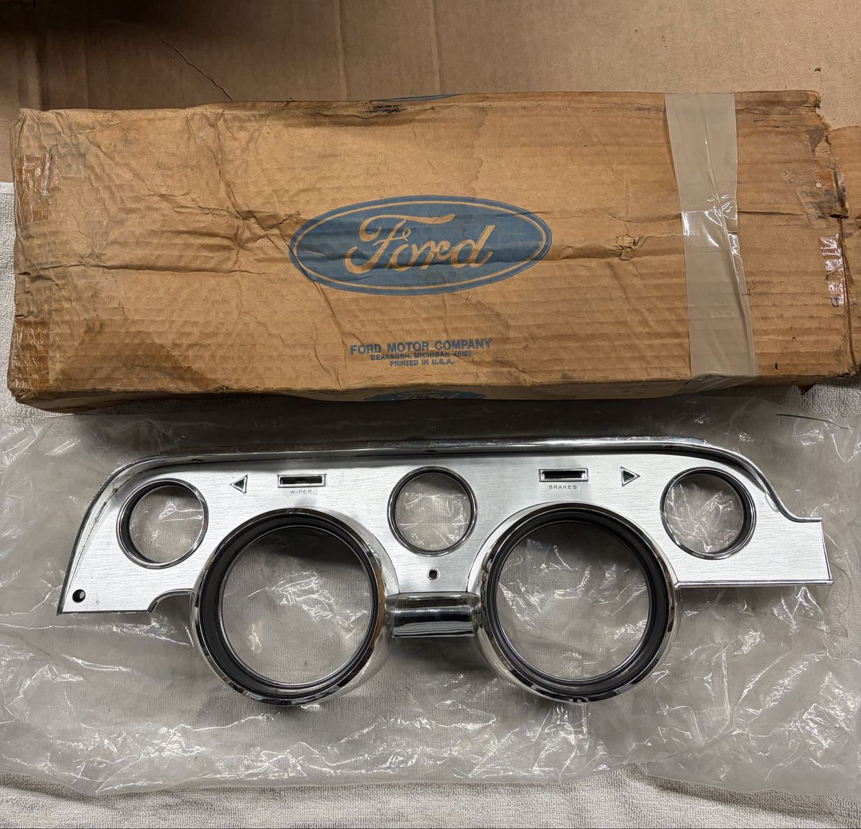 1967 Mustang NOS Deluxe Instrument Bezel Shelby GT500 GT350 Fastback brushed Aluminum