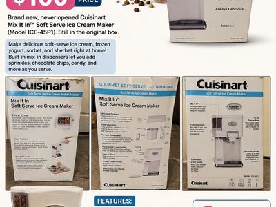 Cuisinart Mix It In ICE-45P1 Soft Serve Ice Cream Maker - New, Built-in Mix-in Dispensers
