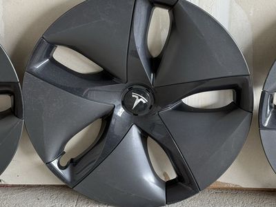 Tesla Model 3 Aero Wheel Covers Set (4) Dark Gray Hubcaps Used
