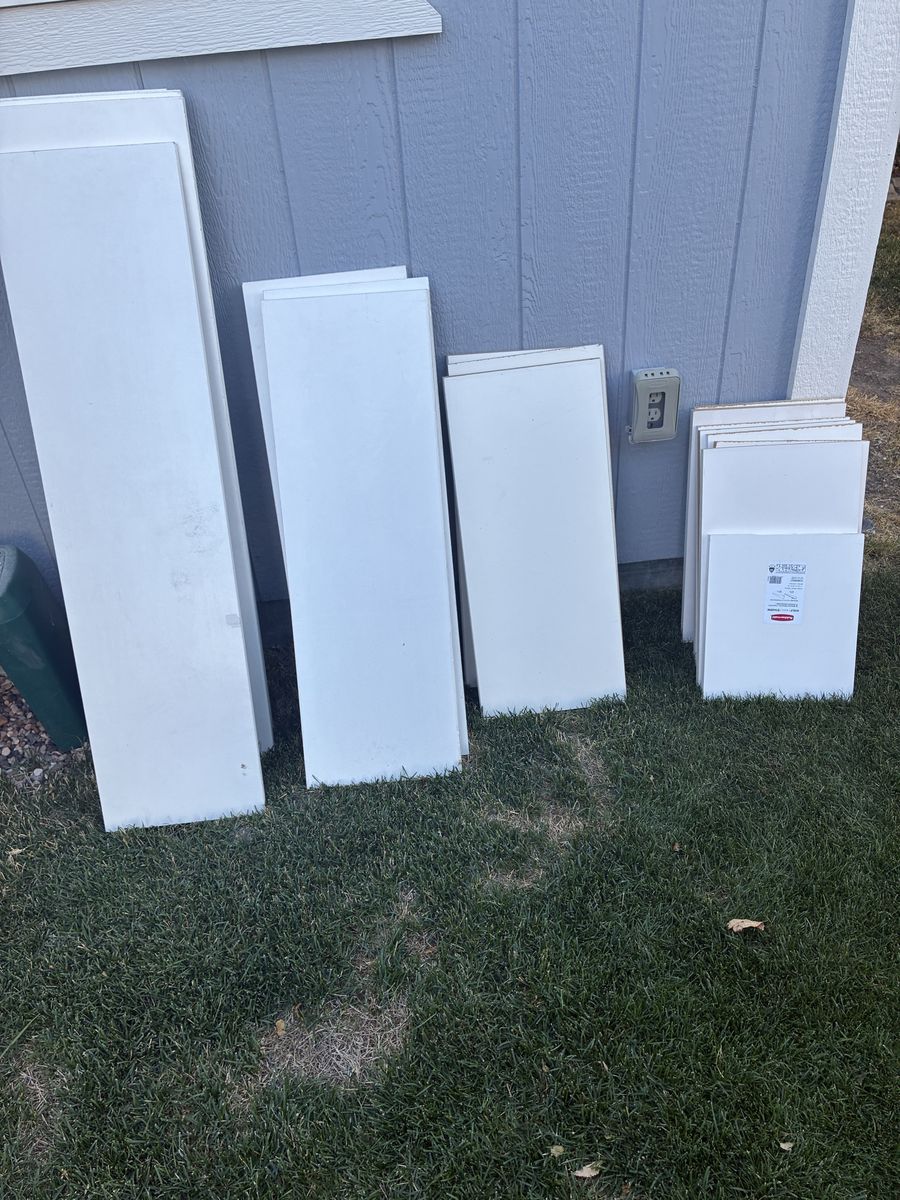 White Laminated Wooden Shelving Boards Multiple Sizes