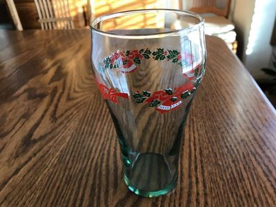 12 Vintage Libbey Coca-Cola Set of 12 Christmas Holly Leaves Berries and Bells Glasses